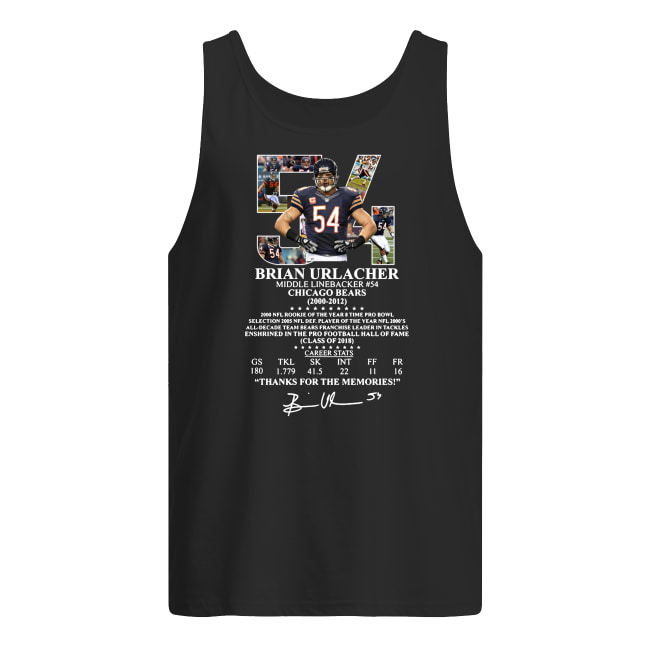 54 brian urlacher middle linebacker chicago bears thank you for the memories signature men's tank top