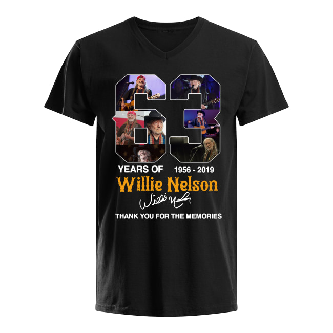 63 years of willie nelson 1986-2019 signature thank you for the memories men's v-neck