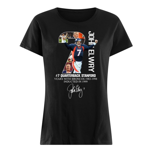 7 john elway quarterback stanford years with broncos signature women's shirt