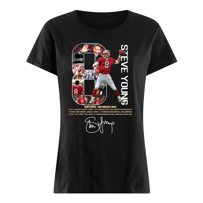 8 steve young san francisco 49ers signature women's shirt