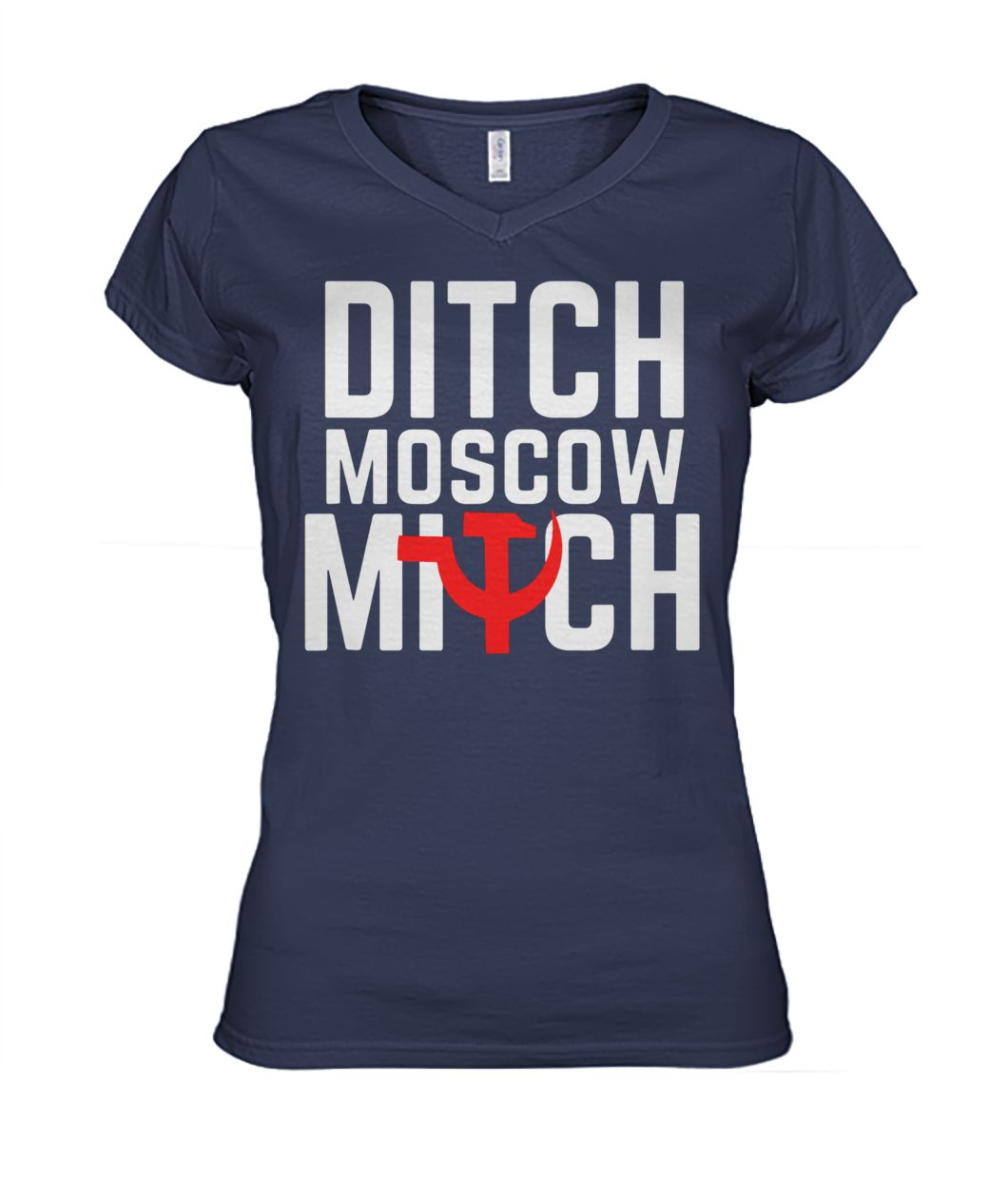 Anti trump russia ditch moscow mitch traitor women's v-neck