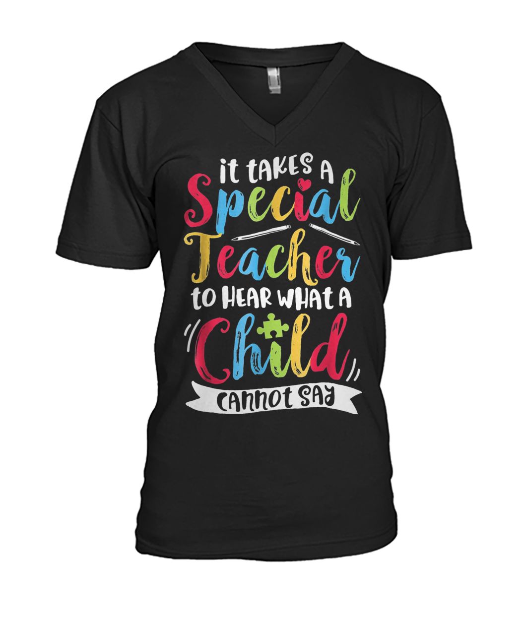 Autism it takes a special teacher to hear a child mens v-neck