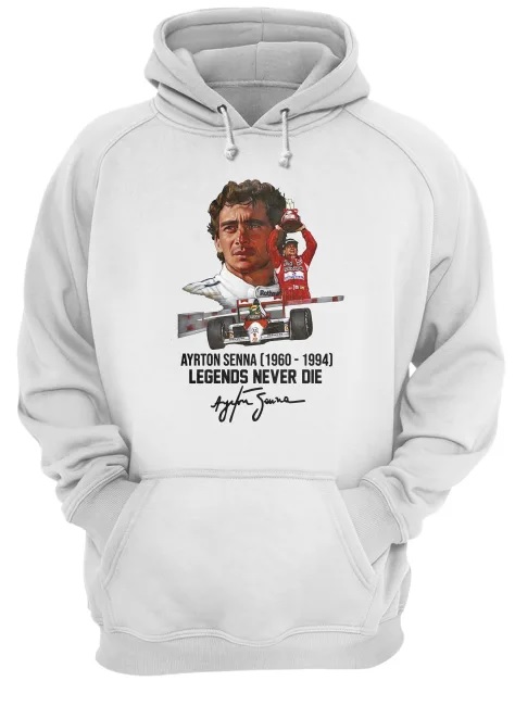 Ayrton senna 1960-1994 legends never die signature hoodie