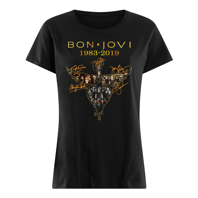 Bon jovi 1983-2019 signatures women's shirt