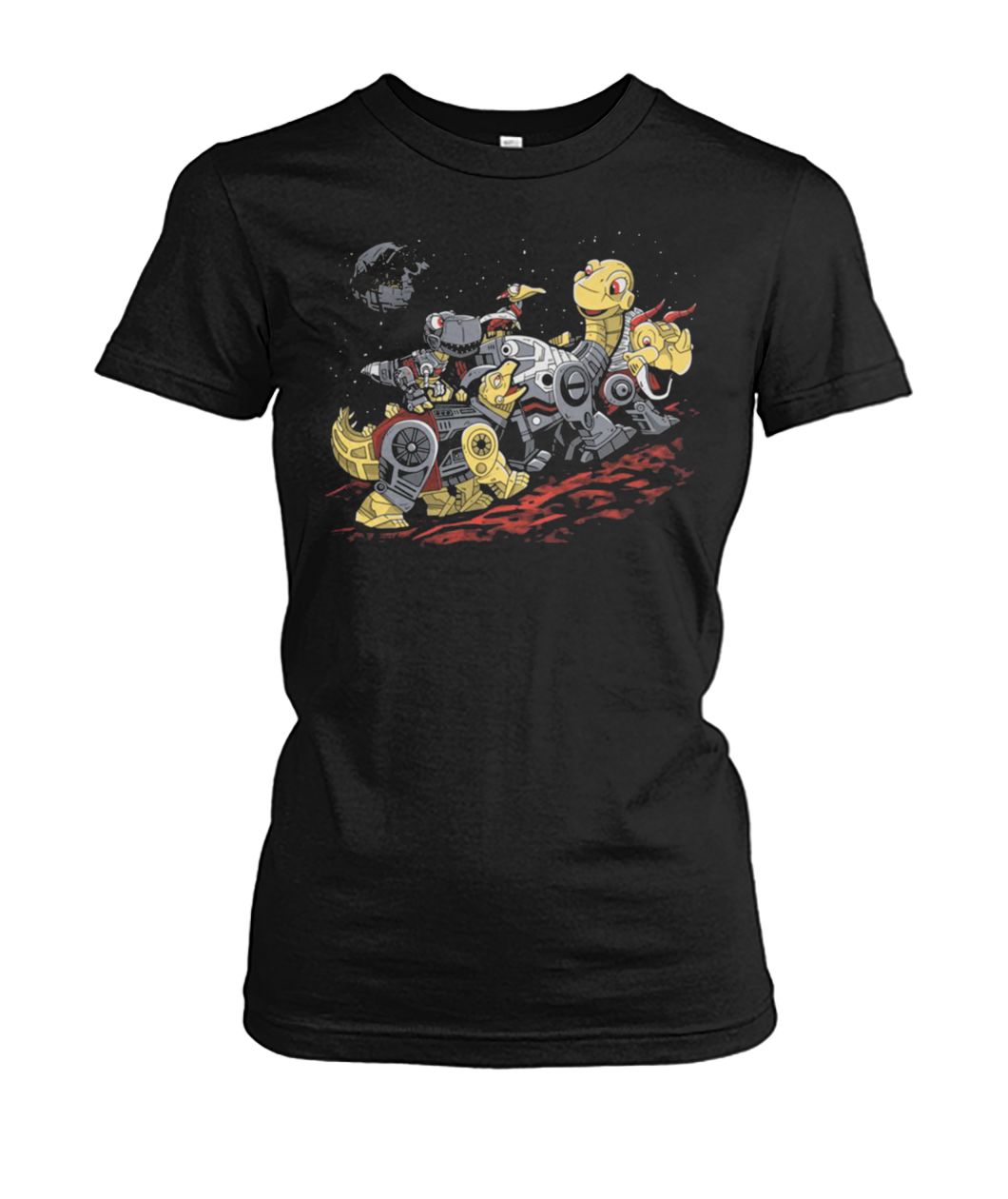 Bots before time transformers and the land before time women's crew tee