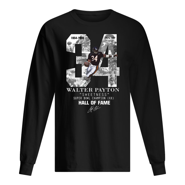 Chicago bears 34 walter payton sweetness hall of fame signature long sleeved
