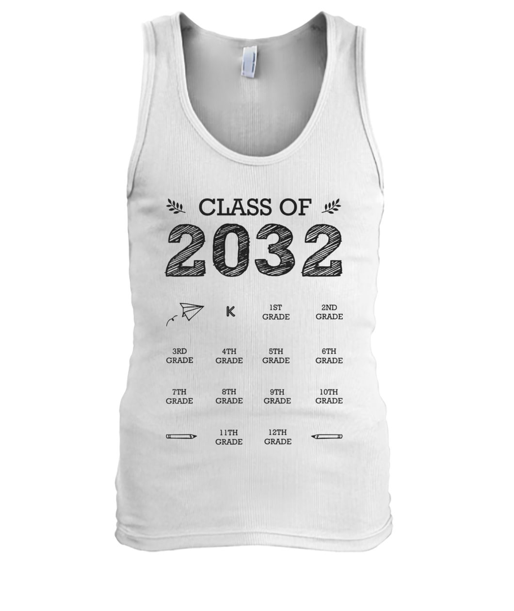 Class of 2032 grow with me with space for check marks men's tank top