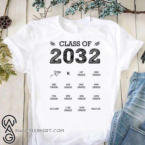 Class of 2032 grow with me with space for check marks shirt