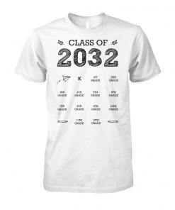 Class of 2032 grow with me with space for check marks unisex cotton tee