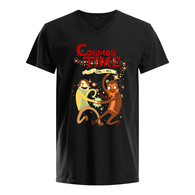 Cosmos time the space adventures of carl and neil mens v-neck