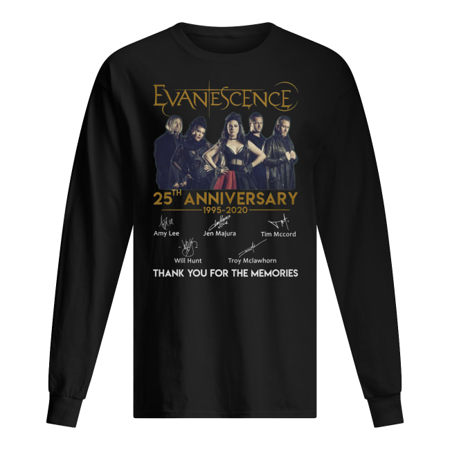 Evanescence 25th anniversary 1995-2020 signatures thank you for the memories long sleeved