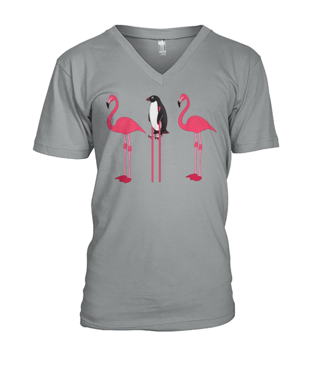 Flamingos and penguins mens v-neck