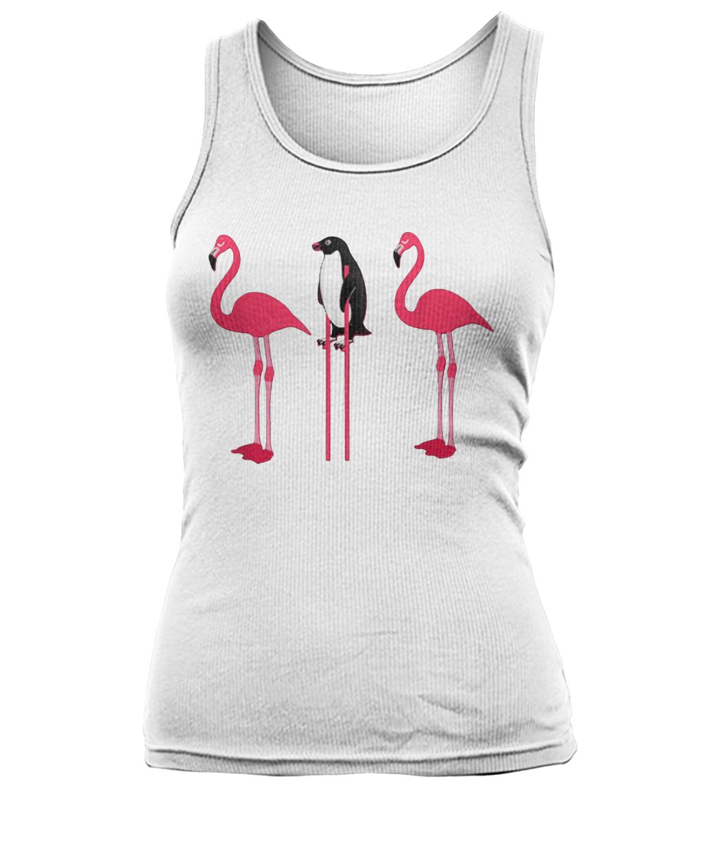 Flamingos and penguins women's tank top