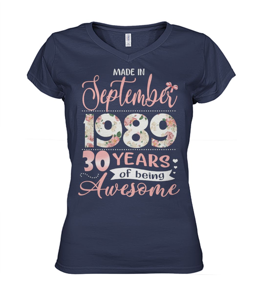 Floral made in september 1989 30 years of being awesome women's v-neck