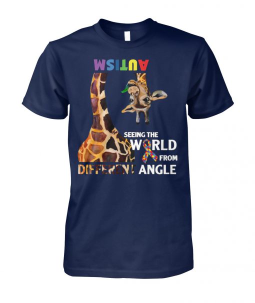 Giraffe autism seeing the world from different angle unisex cotton tee