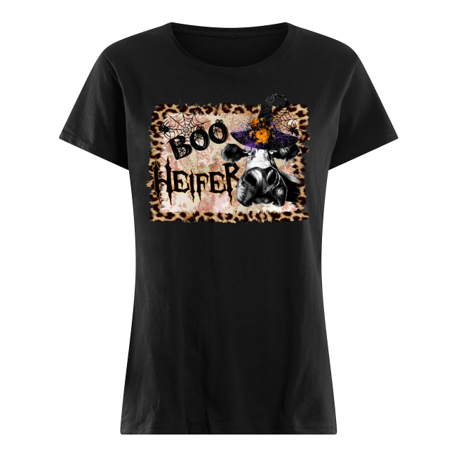Halloween boo heifer leopard women's shirt