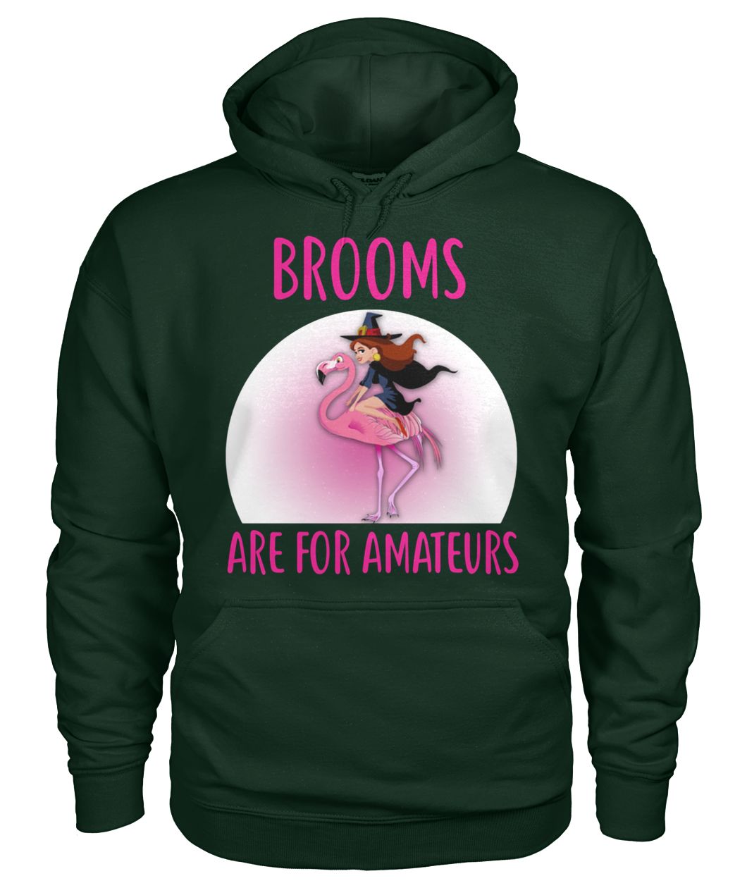 Halloween brooms are for amateurs flamingo gildan hoodie