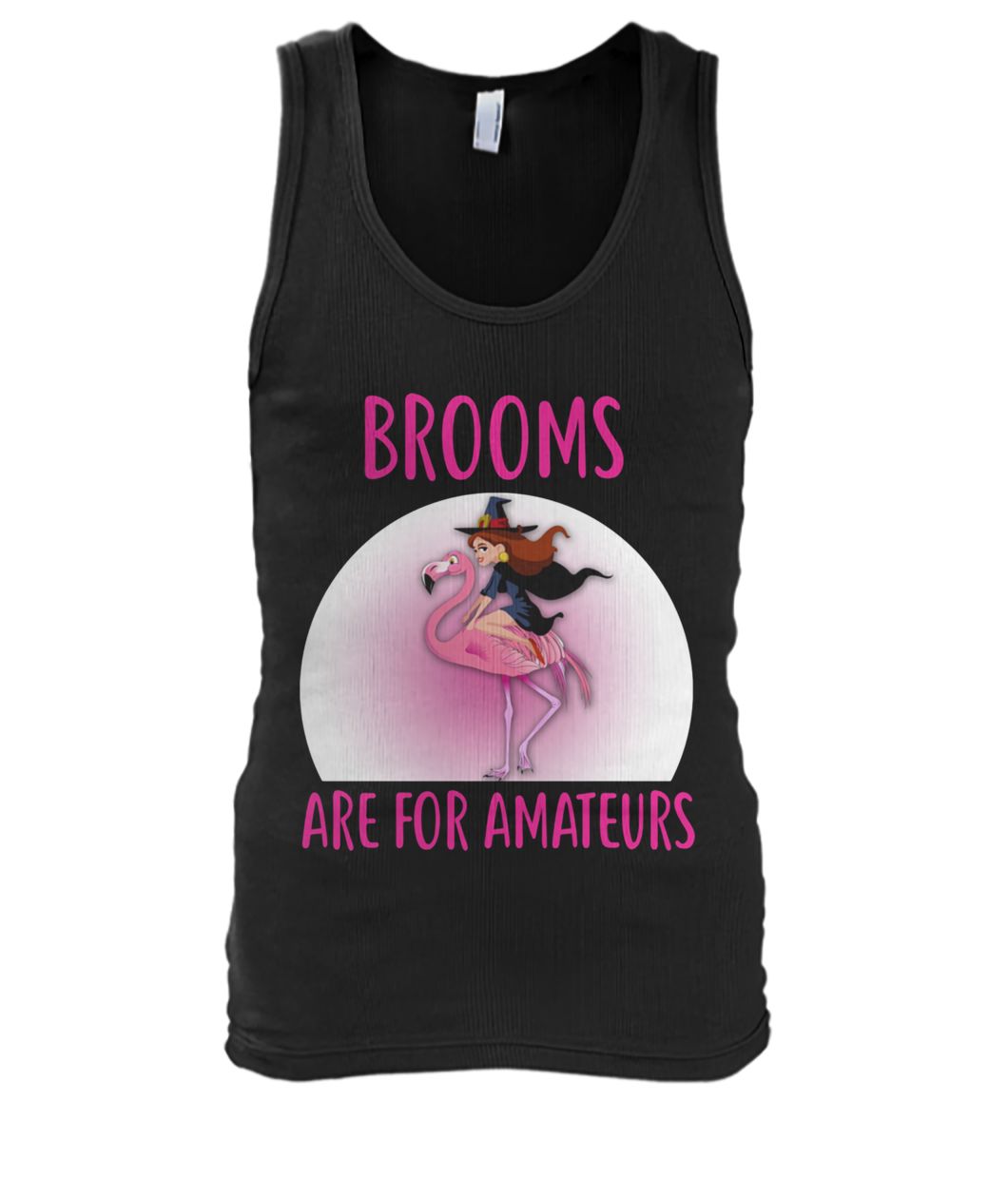 Halloween brooms are for amateurs flamingo men's tank top