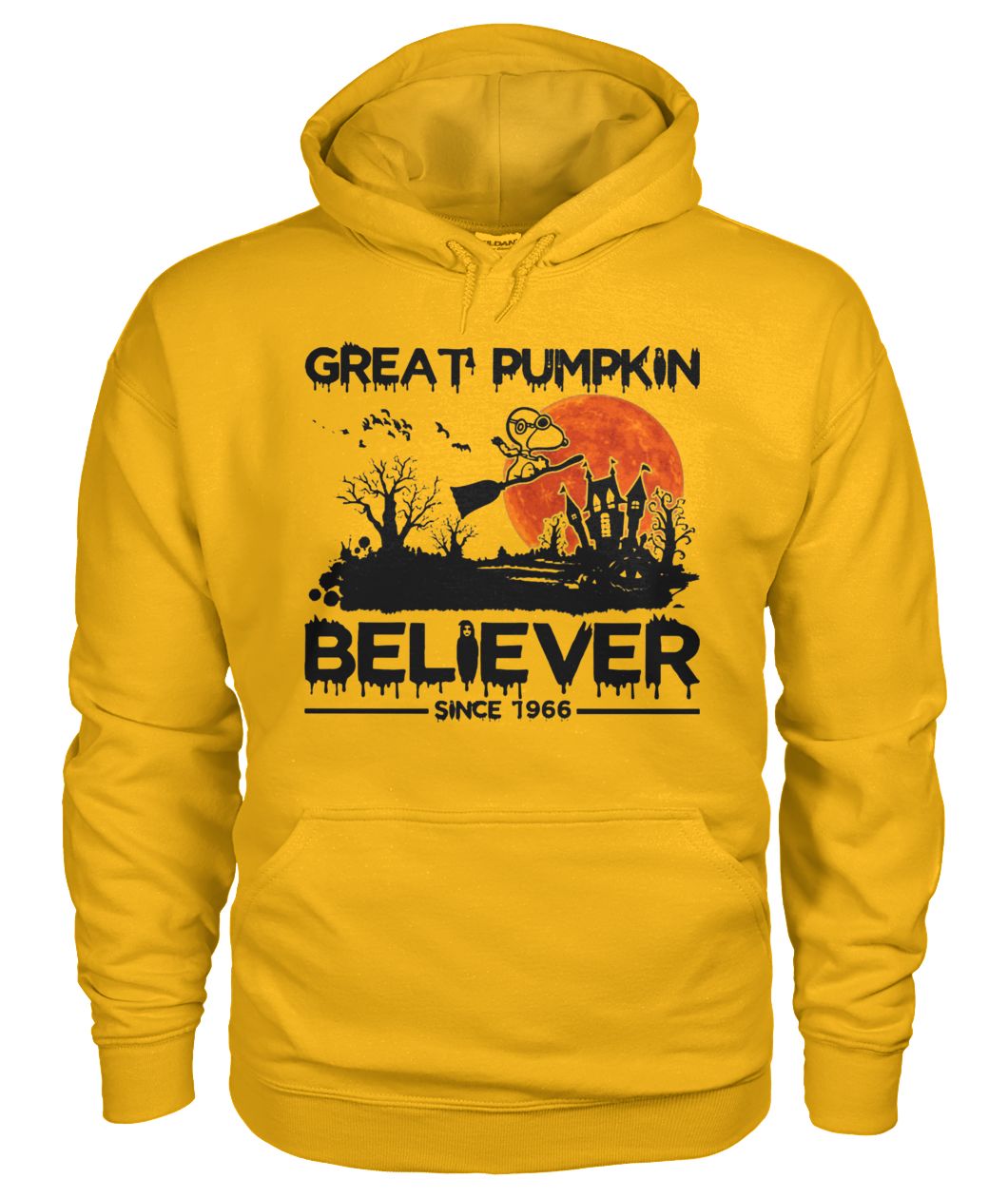 Halloween snoopy great pumpkin believer since 1966 gildan hoodie
