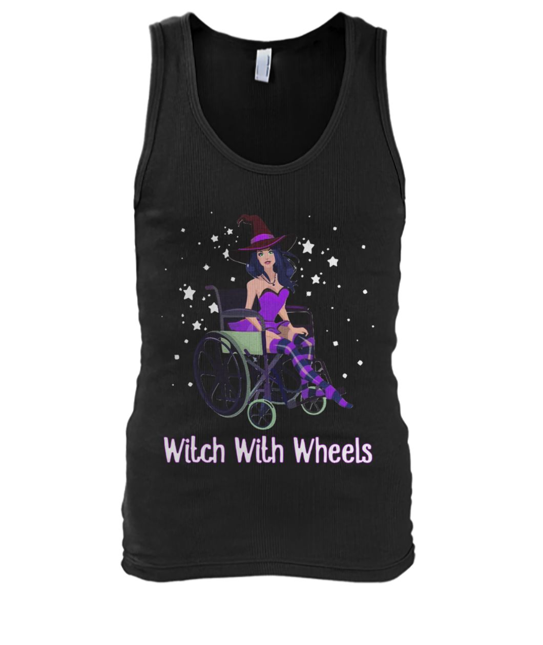 Halloween witch with wheels men's tank top