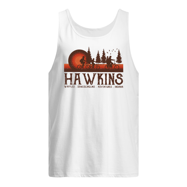 Hawkins waffles demogorgons adventures indiana stranger things men's tank top