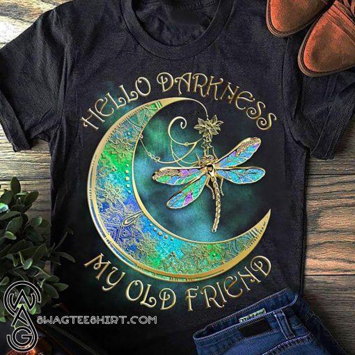 Hippie hello darkness my old friend moon and dragonfly shirt