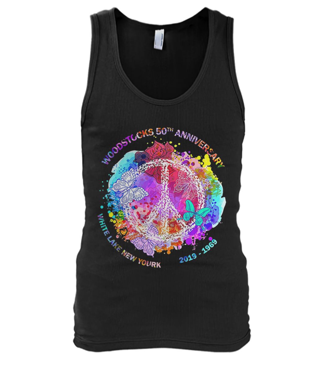 Hippie woodstock 50th anniversary 1969-2019 peace and love men's tank top