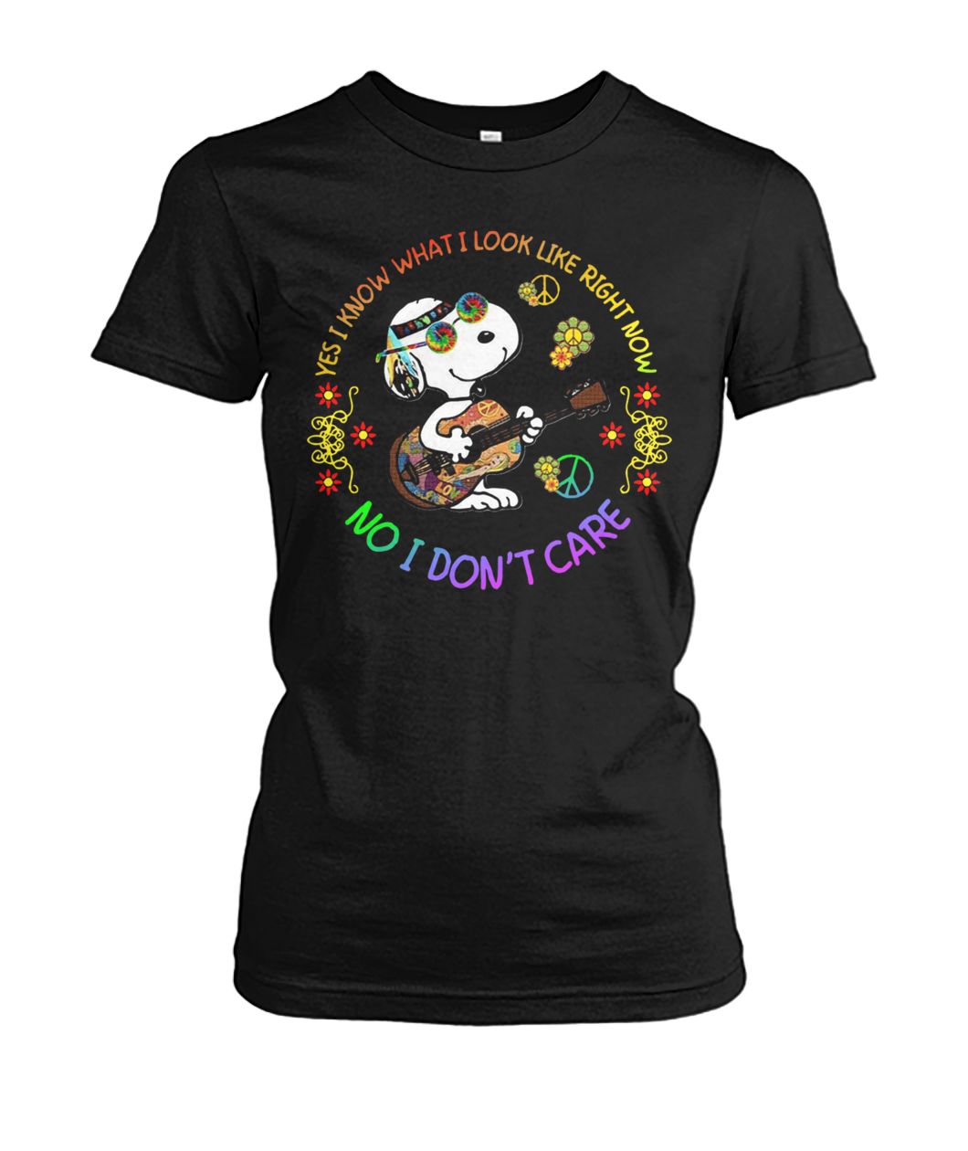 Hippie yes I know what I look like right now no I don't care snoopy women's crew tee
