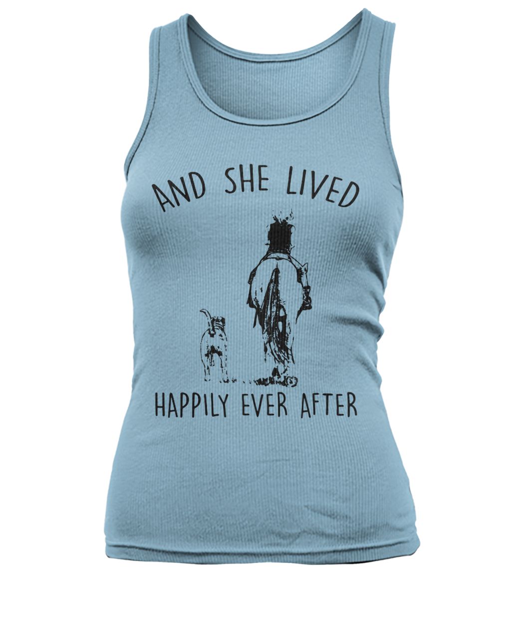 Horse and she lived happily ever after women's tank top