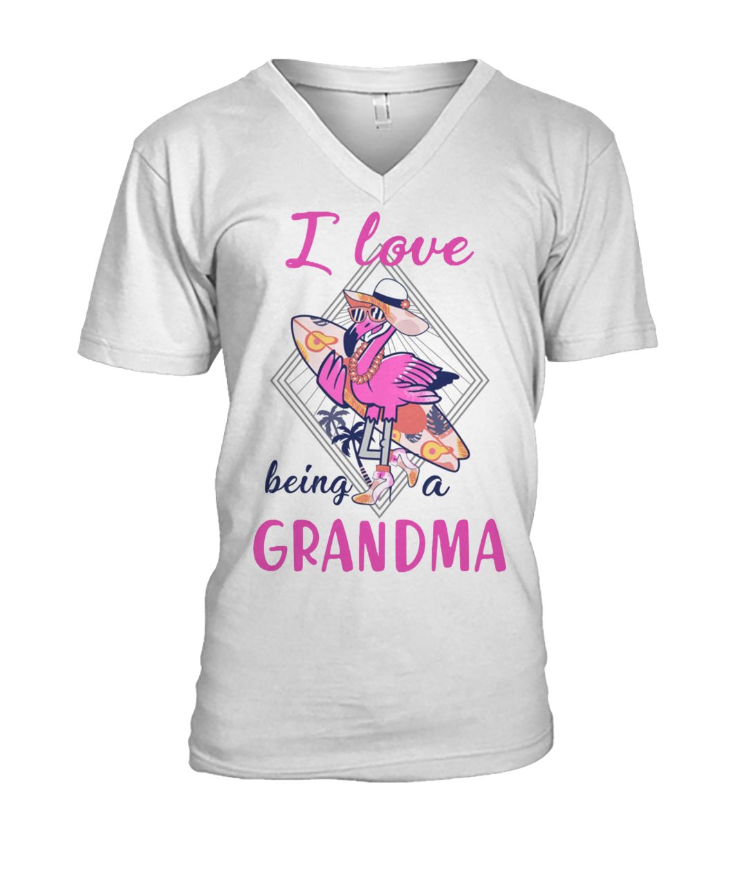 I love being a grandma flamingo mens v-neck
