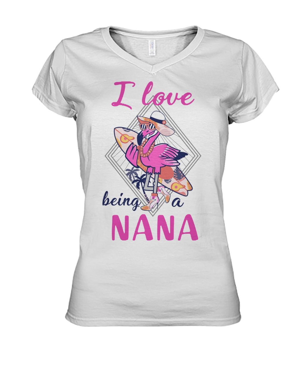 I love being a nana flamingo women's v-neck