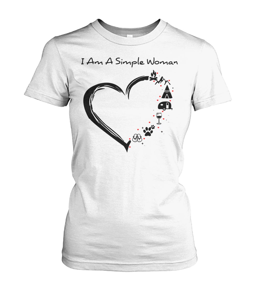 I'm a simple woman camping heart women's crew tee