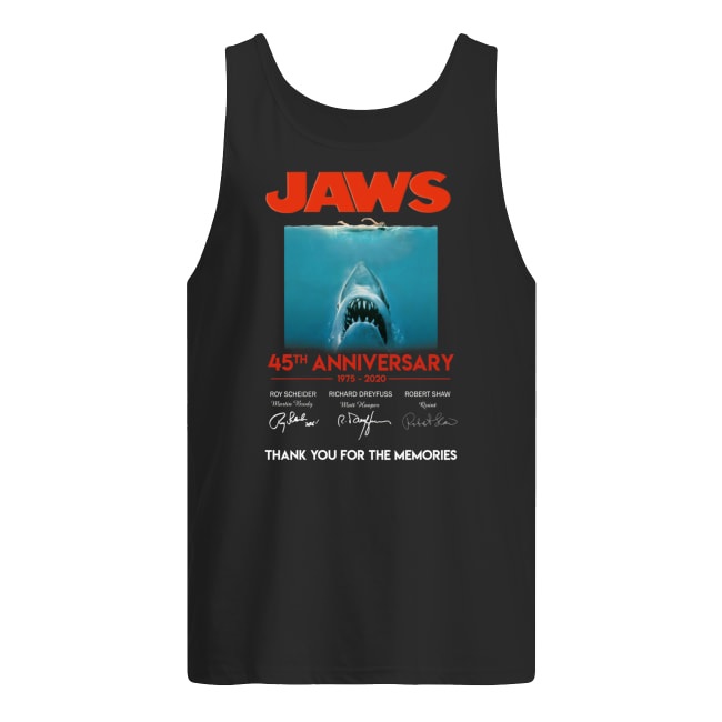 Jaws 45th anniversary 1975-2020 signatures thank you for the memories men's tank top