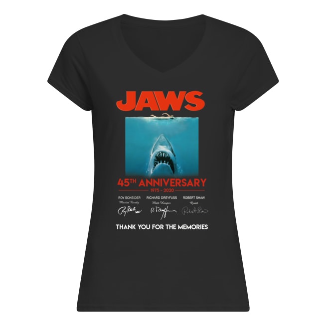 Jaws 45th anniversary 1975-2020 signatures thank you for the memories women's v-neck