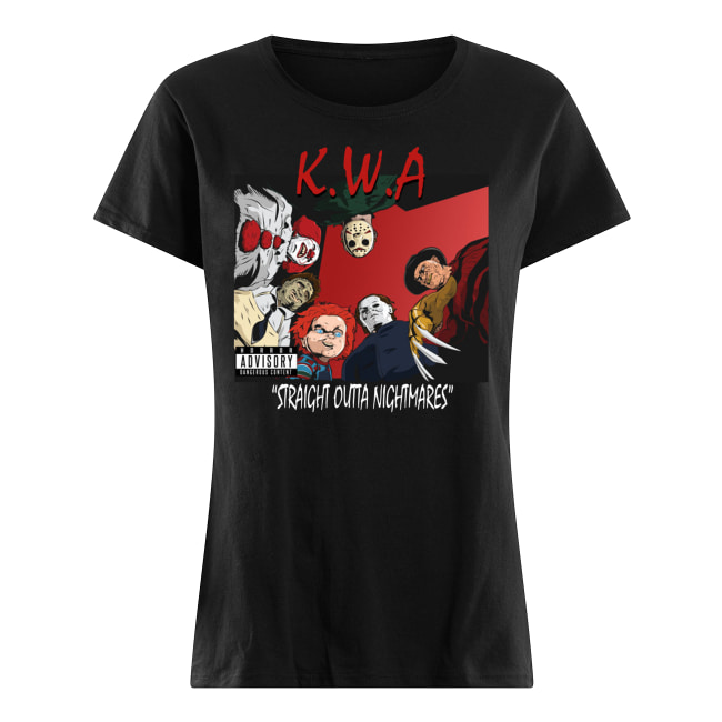 KWA horror characters straight outta nightmares halloween women's shirt