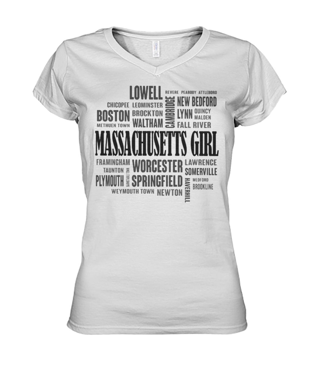 Massachusetts girl and city women's v-neck
