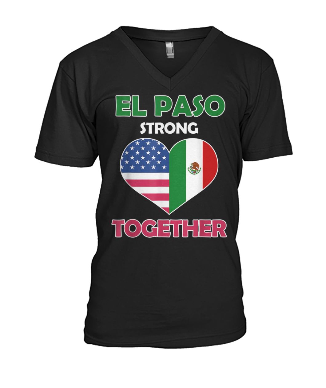Mexican american flag el paso strong together mens v-neck