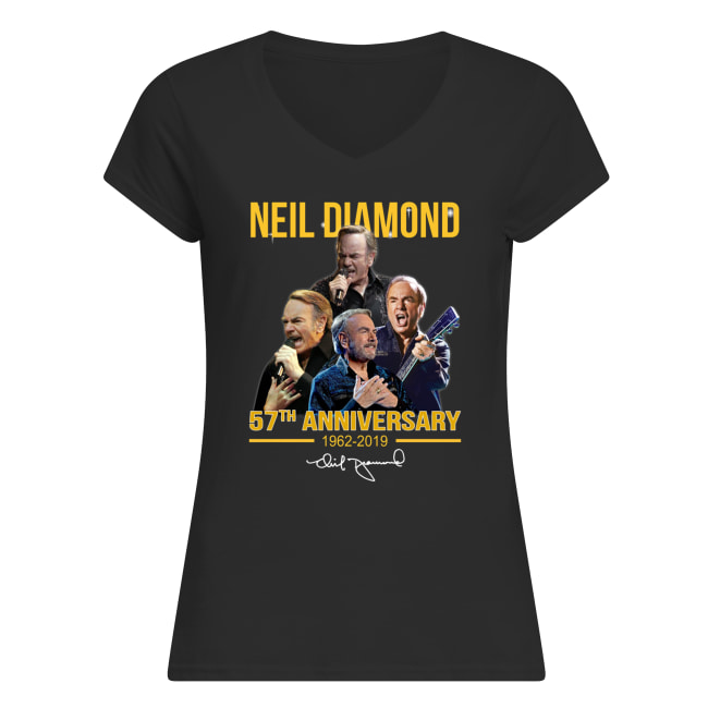 Neil diamond 57th anniversary 1962-2019 signature women's v-neck