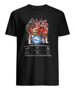 Philadelphia 76ers 1946-2019 signatures thank you for the memories men's shirt