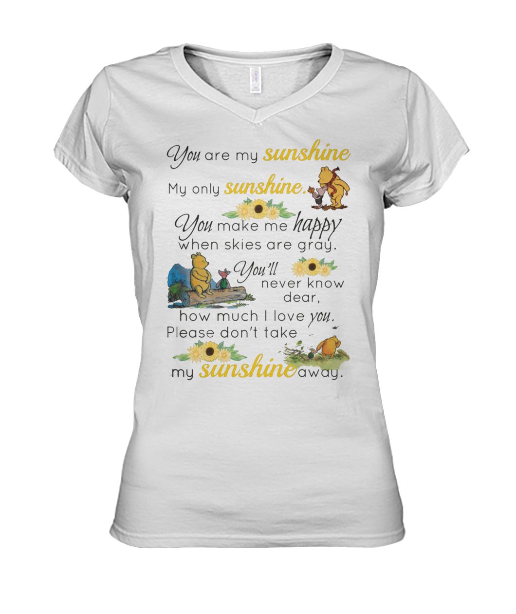 Pooh and piglet you are my sunshine my only sunshine women's v-neck