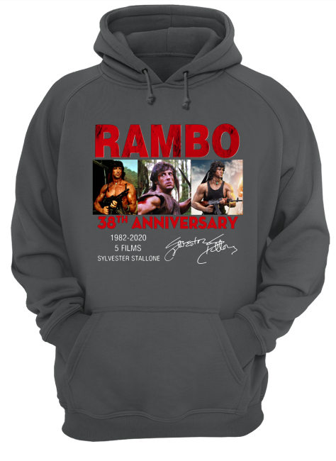 Rambo 38th anniversary 1982-2020 5 films sylvester stallone signature hoodie