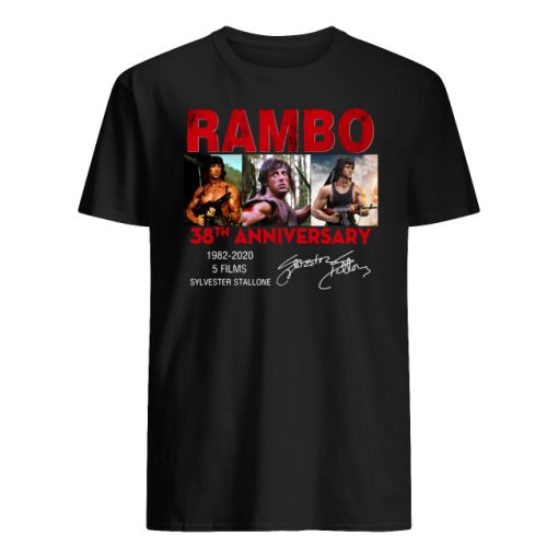 Rambo 38th anniversary 1982-2020 5 films sylvester stallone signature men's shirt