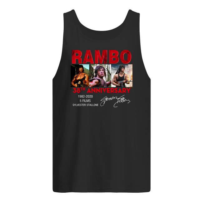 Rambo 38th anniversary 1982-2020 5 films sylvester stallone signature men's tank top