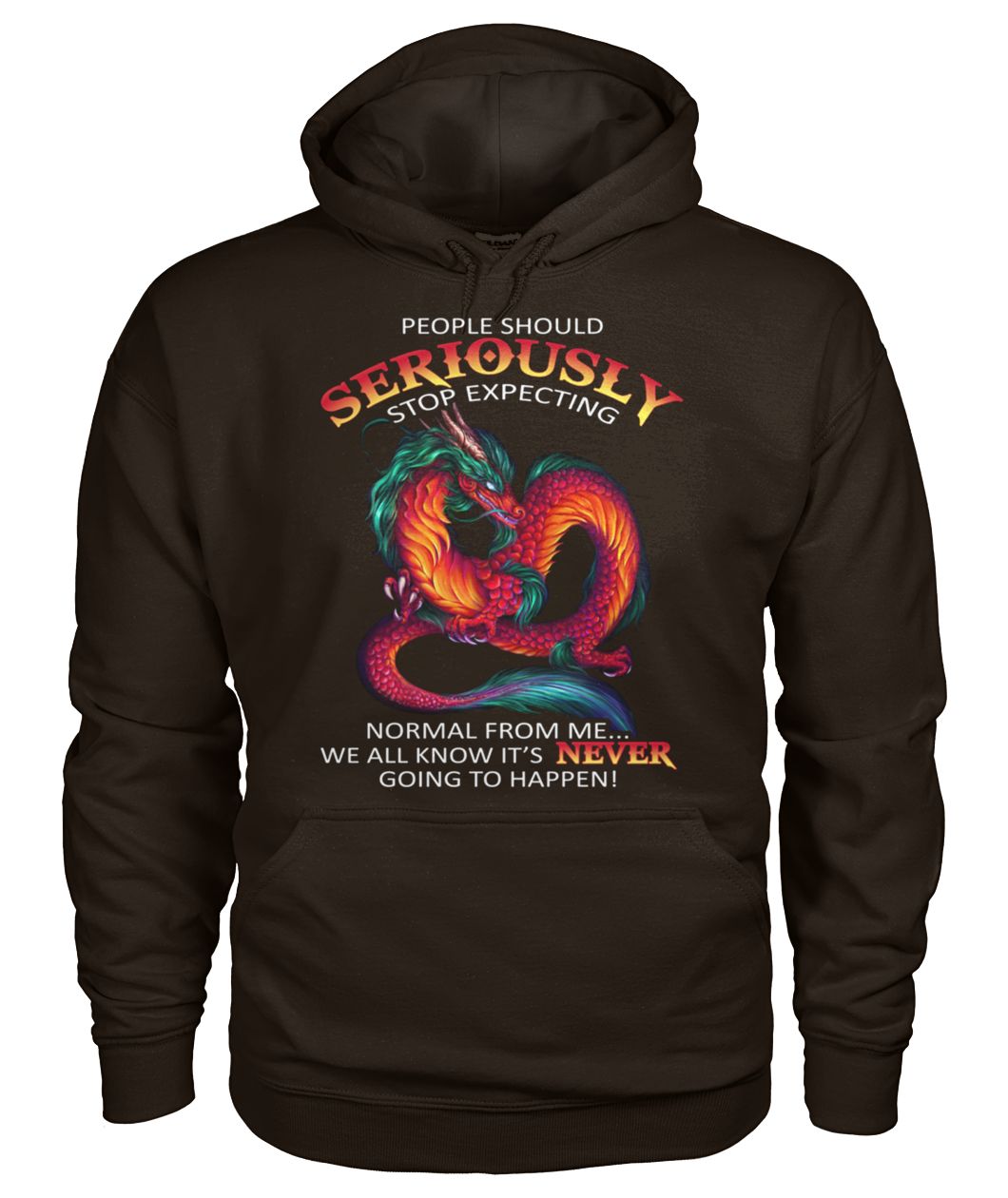 Red dragon people should seriously stop expecting normal from me gildan hoodie