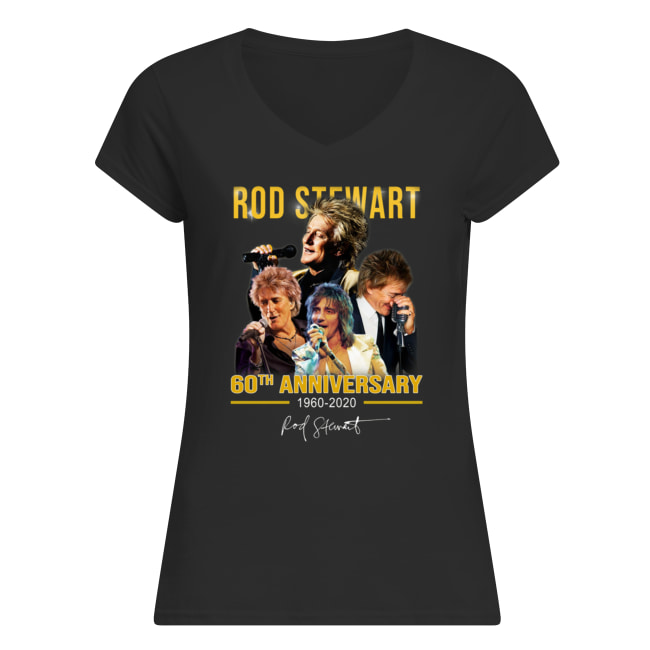 Rod stewart 60th anniversary 1960-2020 signature women's v-neck