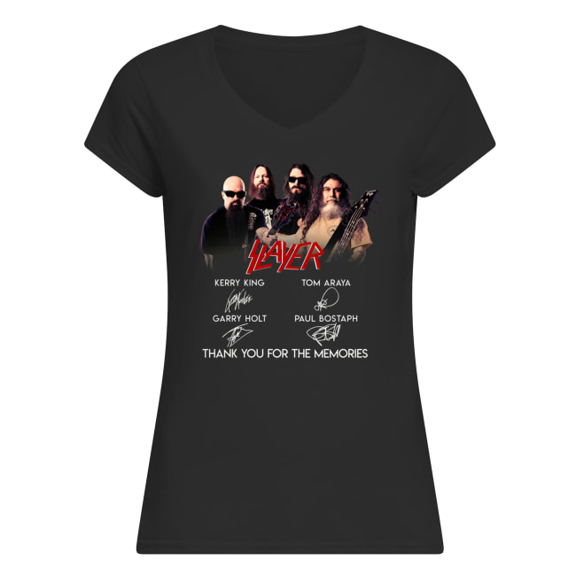 Slayer signatures thank you for the memories women's v-neck