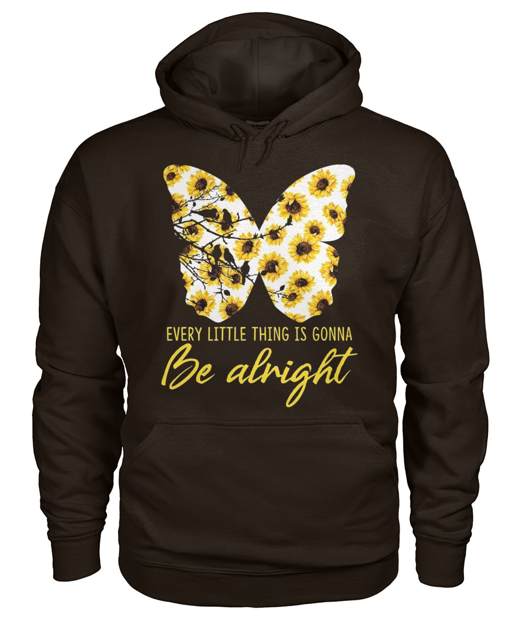 Sunflower butterfly every little thing gonna be alright gildan hoodie