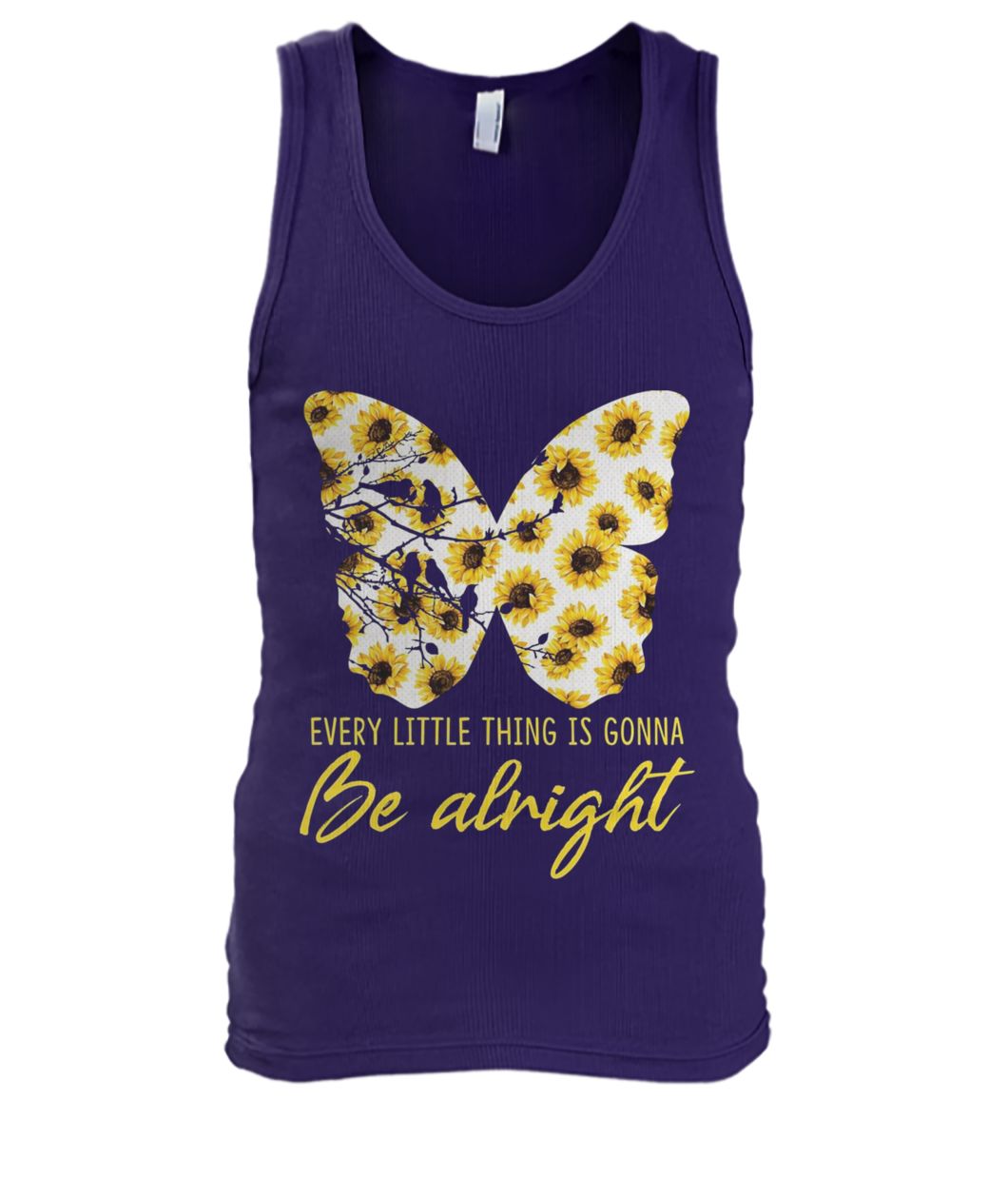 Sunflower butterfly every little thing gonna be alright men's tank top