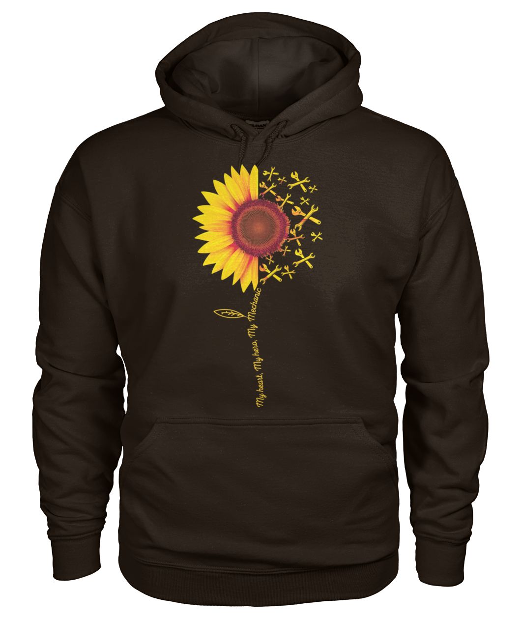 Sunflower my heart my hero my mechanic gildan hoodie