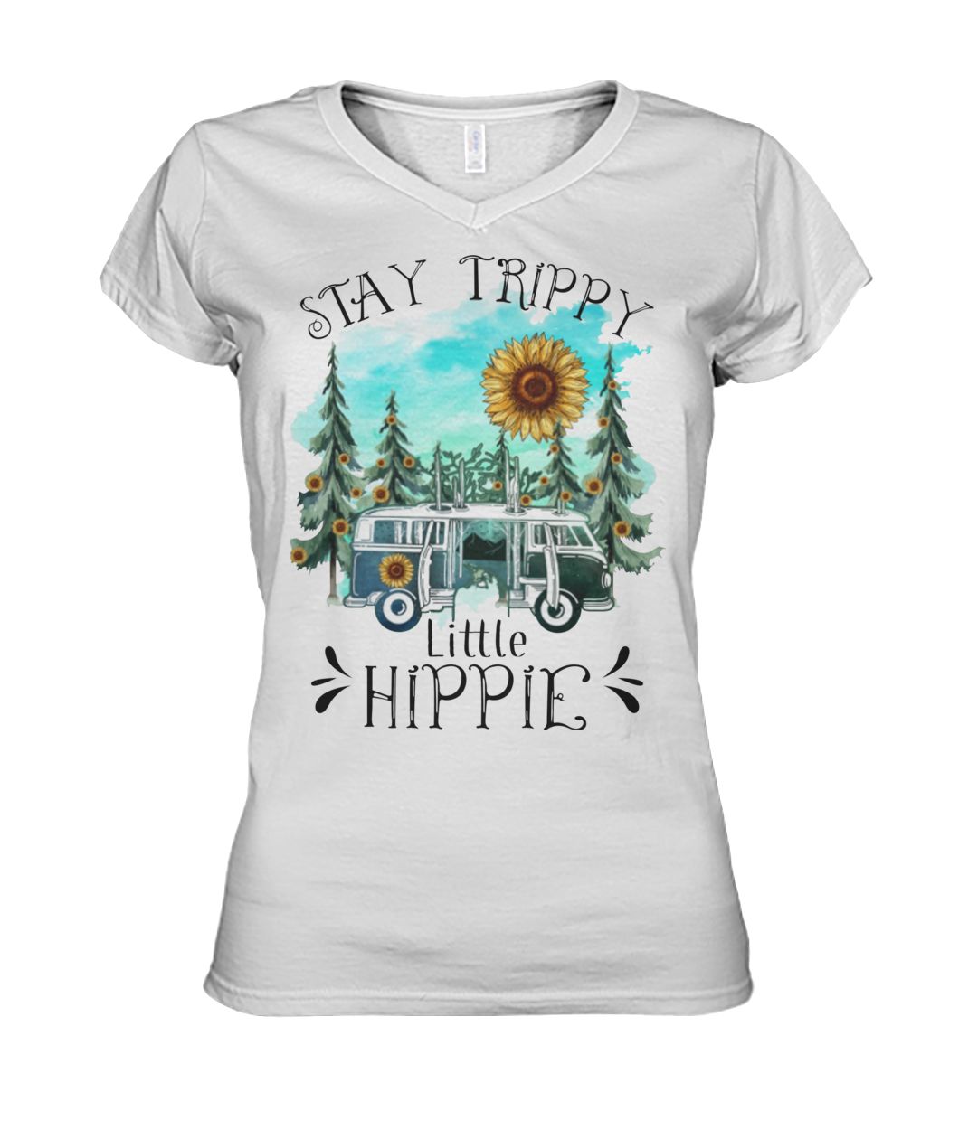 Sunflower stay trippy little hippie women's v-neck